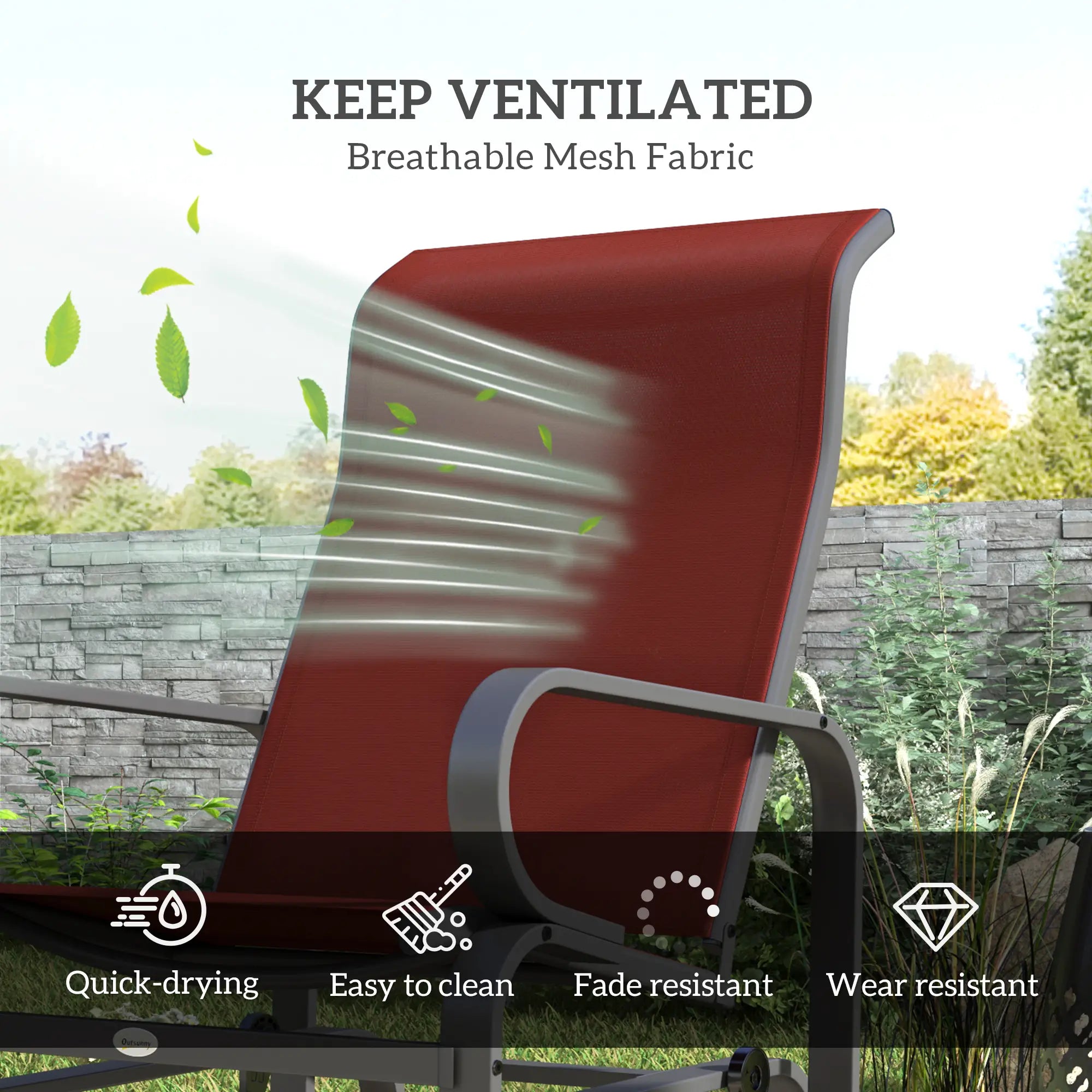 Outdoor Glider Chair, Breathable Mesh Fabric, Patio Garden Seat, Wine Red Outdoor Gliders at Gallery Canada