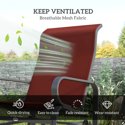 Outdoor Glider Chair, Breathable Mesh Fabric, Patio Garden Seat, Wine Red Outdoor Gliders at Gallery Canada