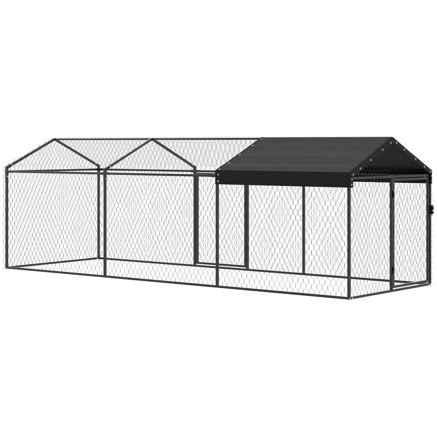 Large Metal Chicken Coop, Waterproof Cover, 3-5 Poultry, Outdoor Cage Chicken Coops Black at Gallery Canada