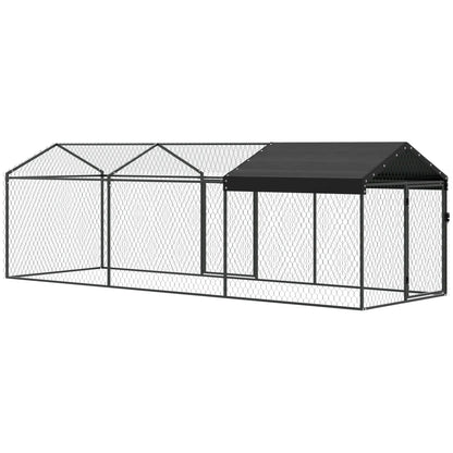 Large Metal Chicken Coop, Waterproof Cover, 3-5 Poultry, Outdoor Cage Chicken Coops Black at Gallery Canada