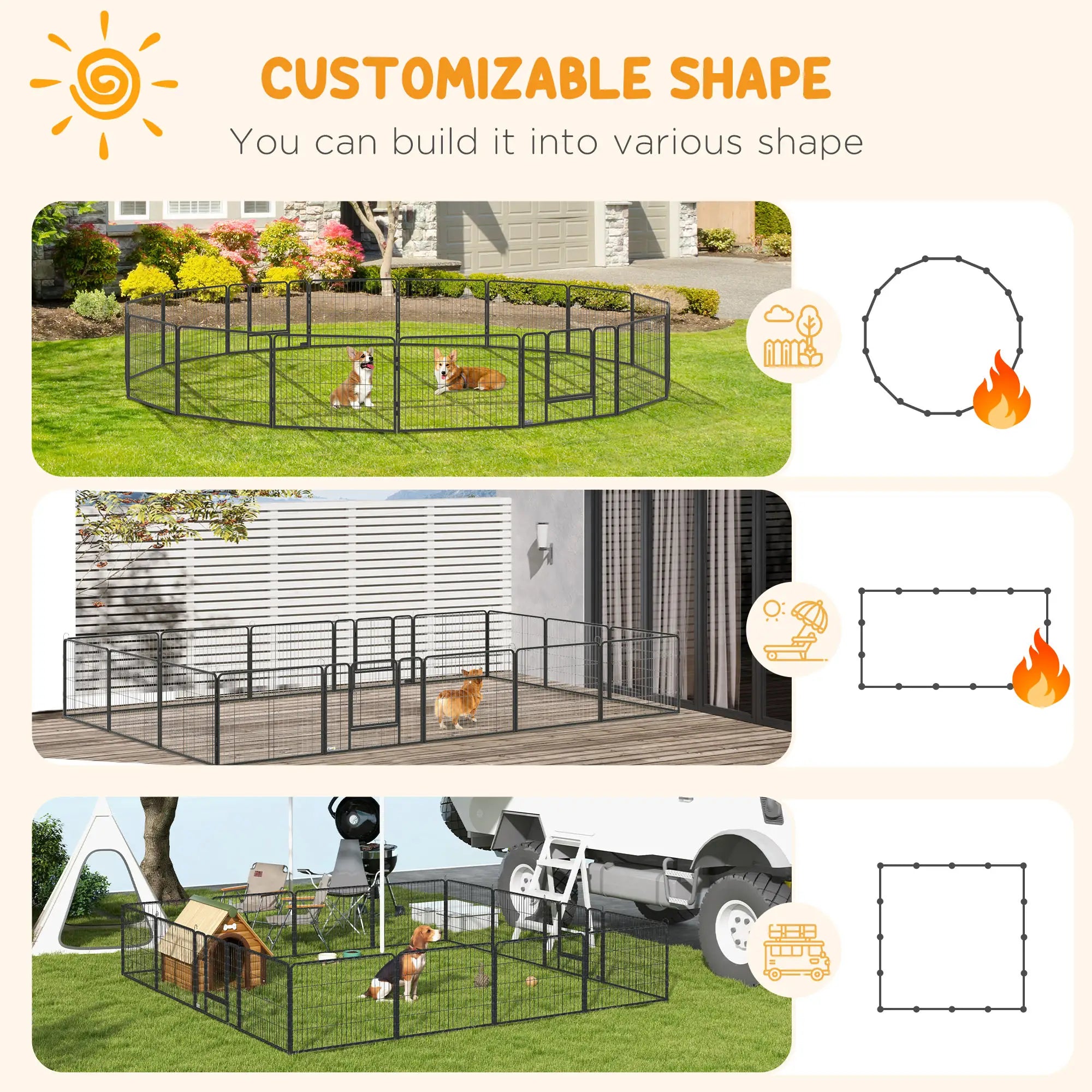 Heavy Duty Dog Playpen, 16 Panels, 2 Doors, 23.5