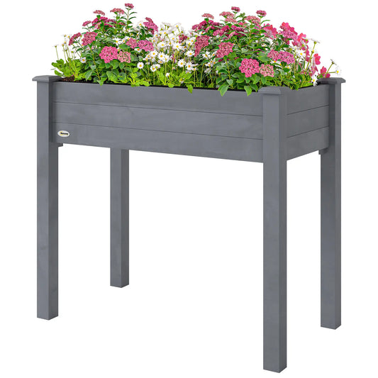 34"x18"x30" Wooden Raised Garden Bed, Elevated Planter Box with Legs, Dark Grey Raised Garden Beds Dark Grey at Gallery Canada