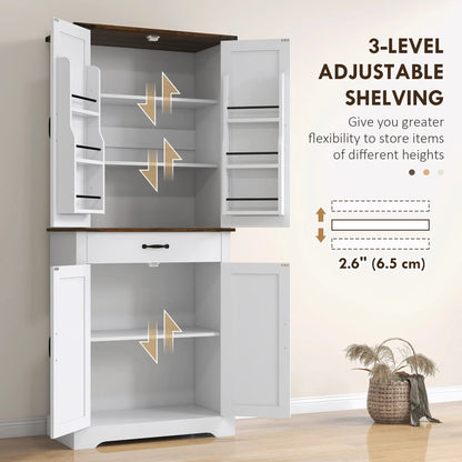 71" Tall Kitchen Cabinet, Farmhouse Pantry with Barn Doors, White Kitchen Pantry Cabinets at Gallery Canada