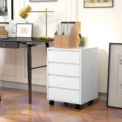 4 Drawer File Cabinet, Vertical Filing with Wheels, Printer Stand, White Office Cabinets & Cupboards at Gallery Canada