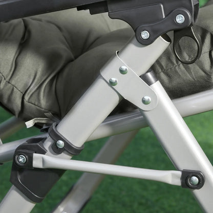 Reclining Zero Gravity Chair, Adjustable Backrest, Folding Sun Lounger, Removable Cushion, Headrest, Dark Grey Lounger Chairs at Gallery Canada