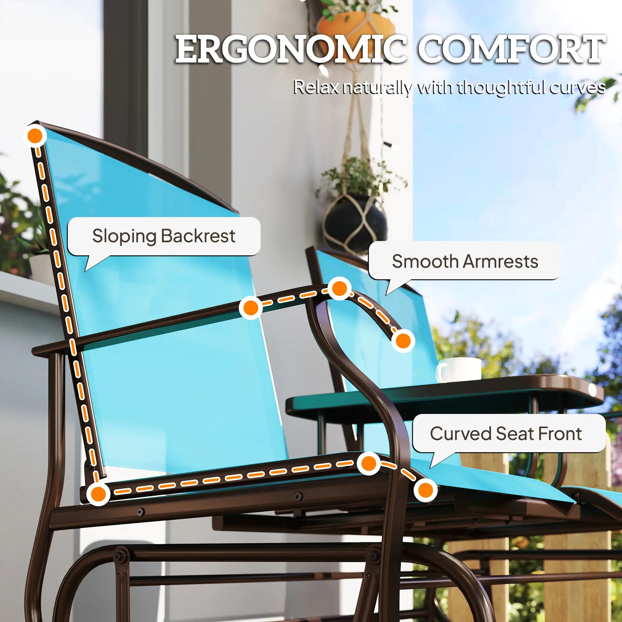 2 Person Outdoor Glider Rocking Chair, Garden Bench, Blue Outdoor Gliders at Gallery Canada