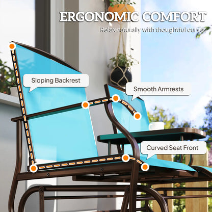 2 Person Outdoor Glider Rocking Chair, Garden Bench, Blue Outdoor Gliders at Gallery Canada