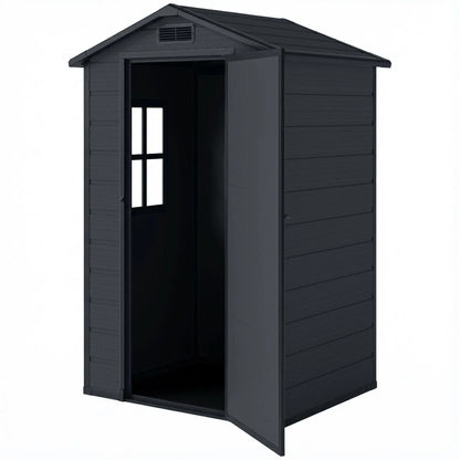 4' x 3' Plastic Garden Shed With Floor, Lockable Door, Window, Vent, Dark Grey Sheds Dark Grey, Black at Gallery Canada