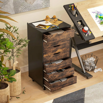 7-Drawer Vertical File Cabinet, 18.7"x15.6"x35.4", Rustic Brown Office Cabinets & Cupboards at Gallery Canada