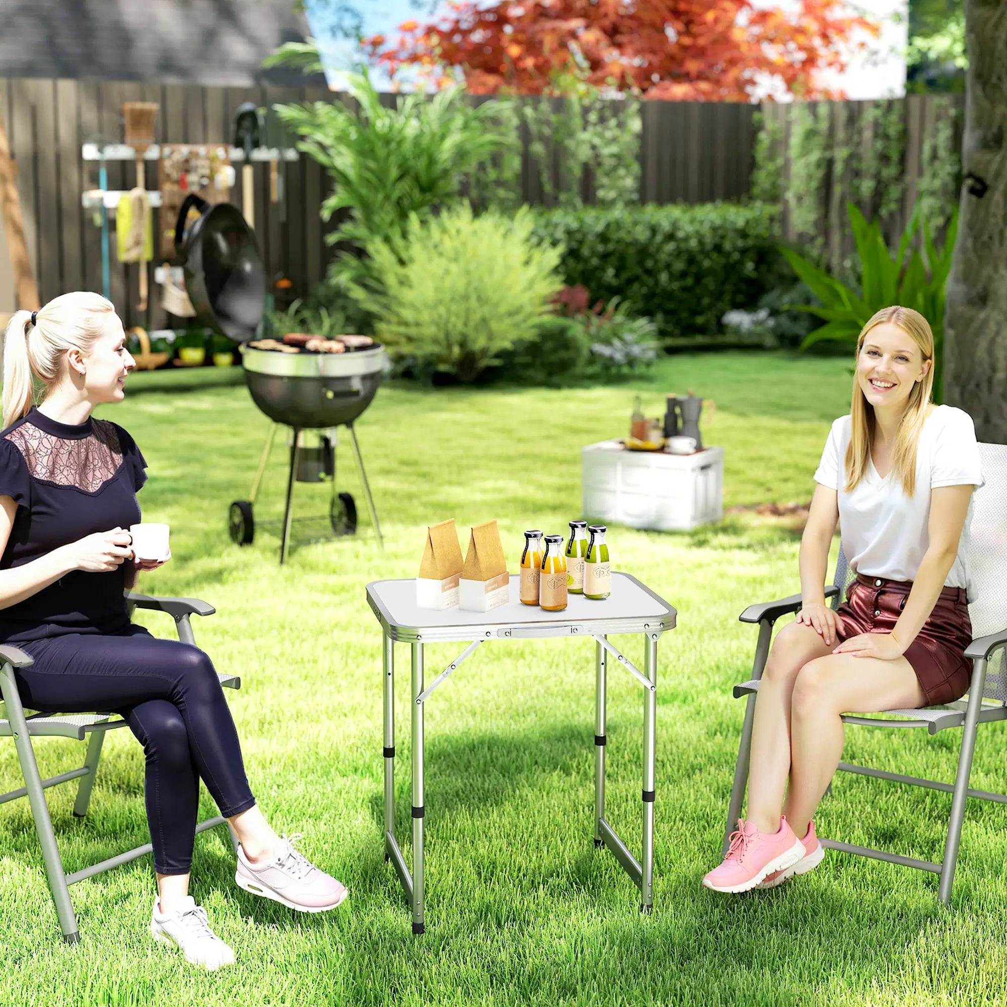 Folding Adjustable Patio Table, Portable Camping Dining, Aluminum Frame, Silver Picnic Tables & Camping Chairs at Gallery Canada