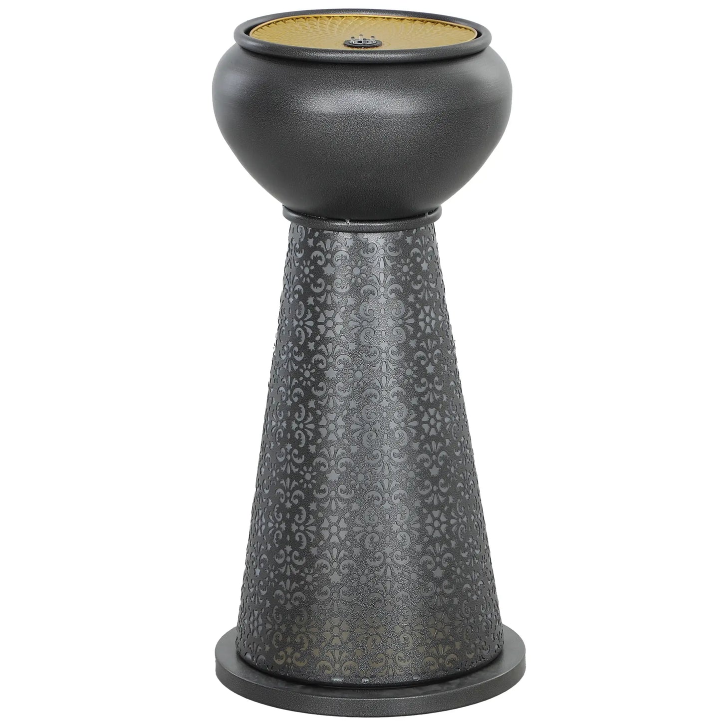 28" Tall Outdoor Water Fountain with LED Lights, Adjustable Flow, Dark Grey, Yellow Water Fountains Dark Grey, Yellow at Gallery Canada