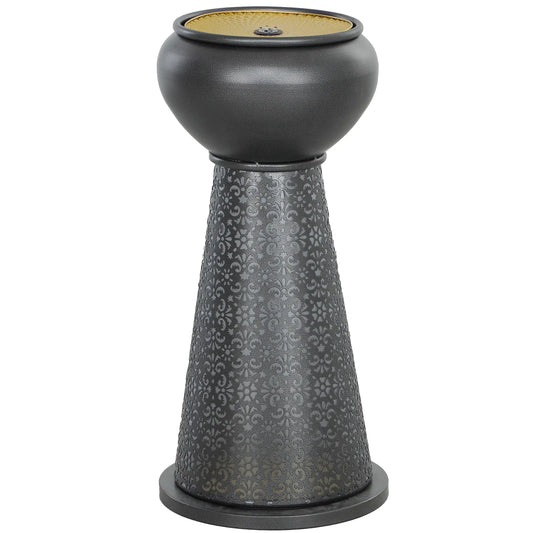 28" Tall Outdoor Water Fountain with LED Lights, Adjustable Flow, Dark Grey, Yellow Water Fountains Dark Grey, Yellow at Gallery Canada