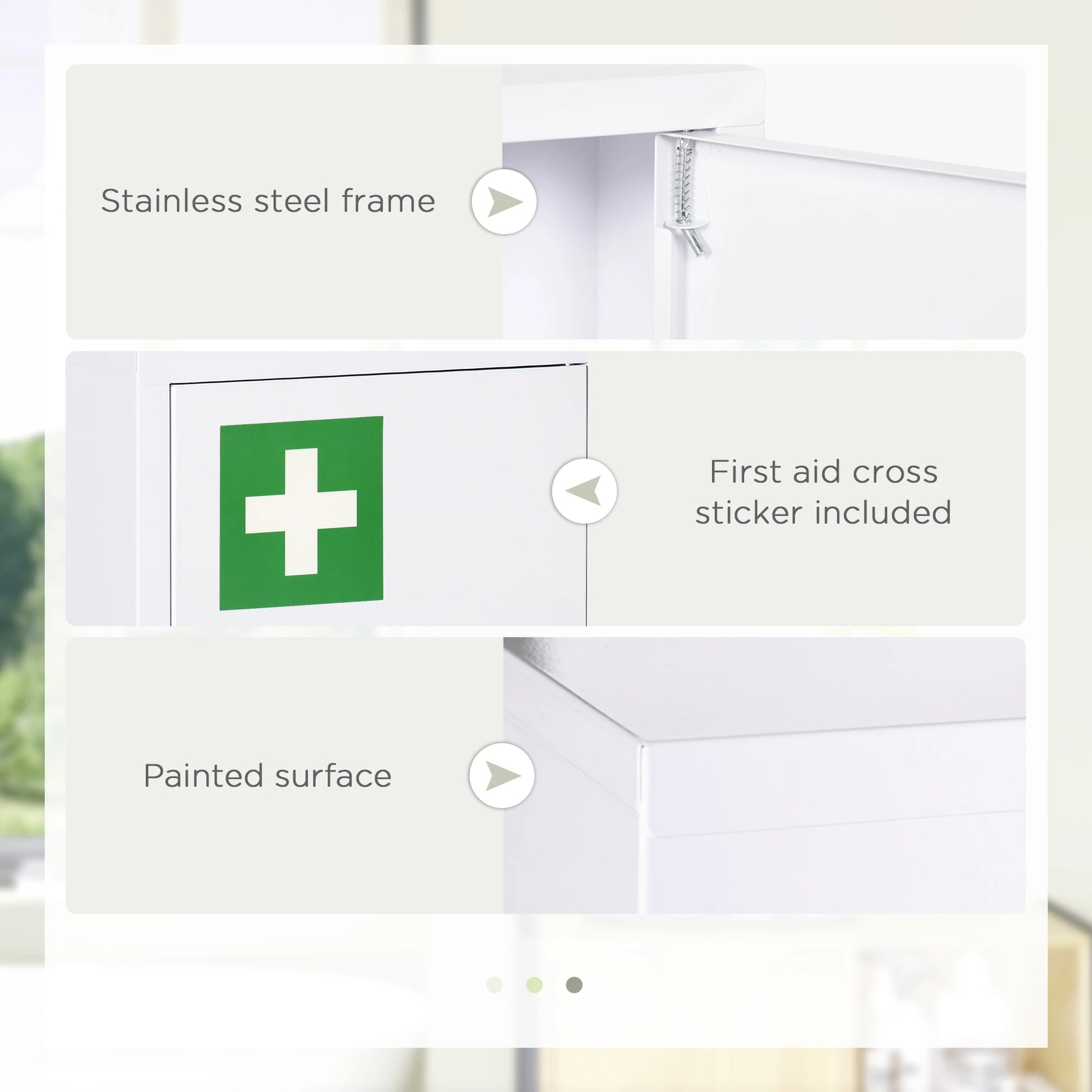 Lockable Medicine Cabinet, 3 Tier Steel Wall Box, 2 Keys, Shelves, White Mirror Medicine Cabinets at Gallery Canada