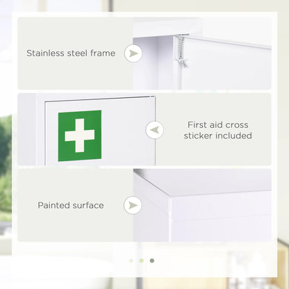 Lockable Medicine Cabinet, 3 Tier Steel Wall Box, 2 Keys, Shelves, White Mirror Medicine Cabinets at Gallery Canada