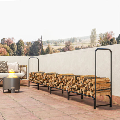 Firewood Rack with Waterproof Cover, 142" x 14" x 39", Dark Green Firewood Racks at Gallery Canada