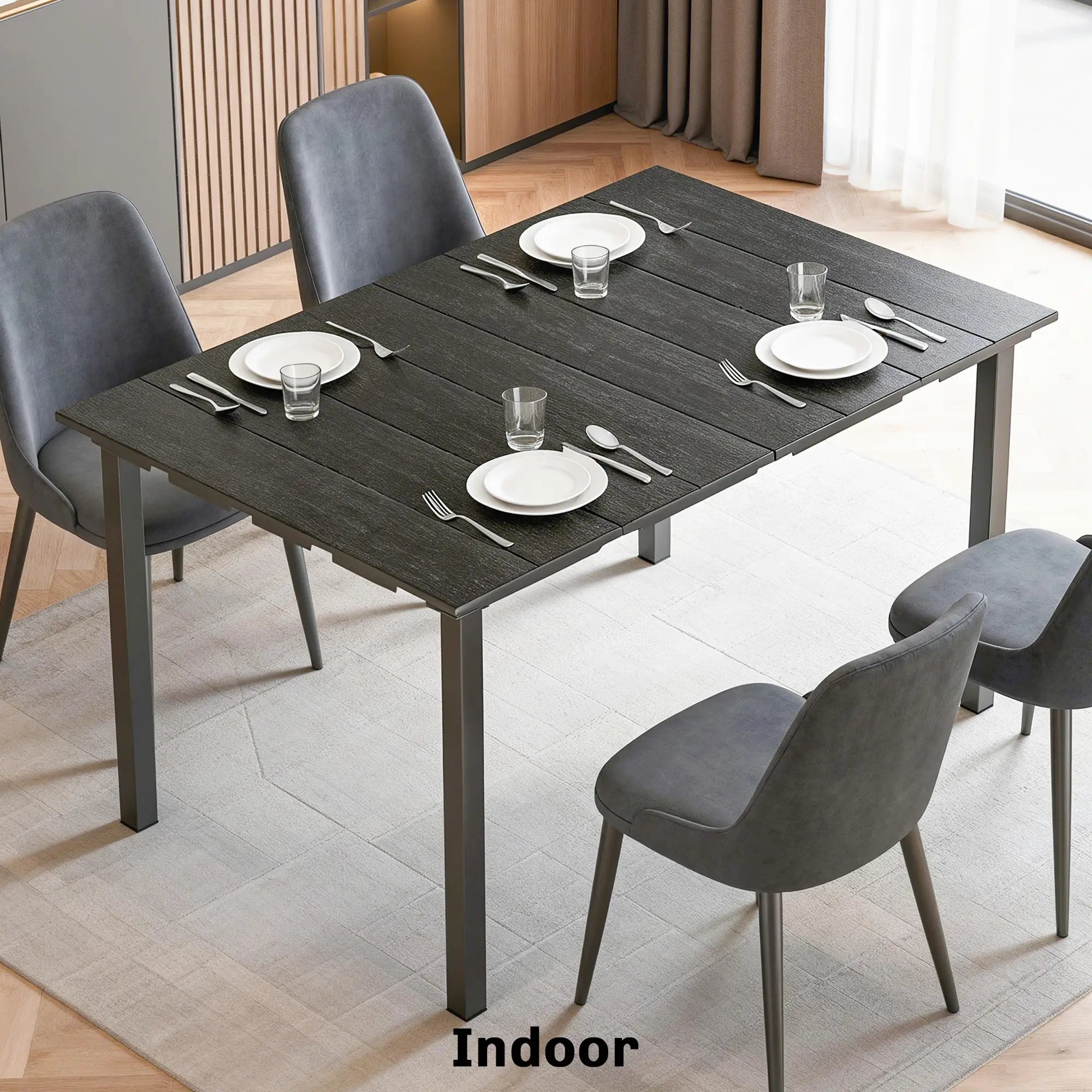 Rectangular Patio Table, HDPE Top Metal Frame, Outdoor Dining For 4 Patio Dining Tables at Gallery Canada