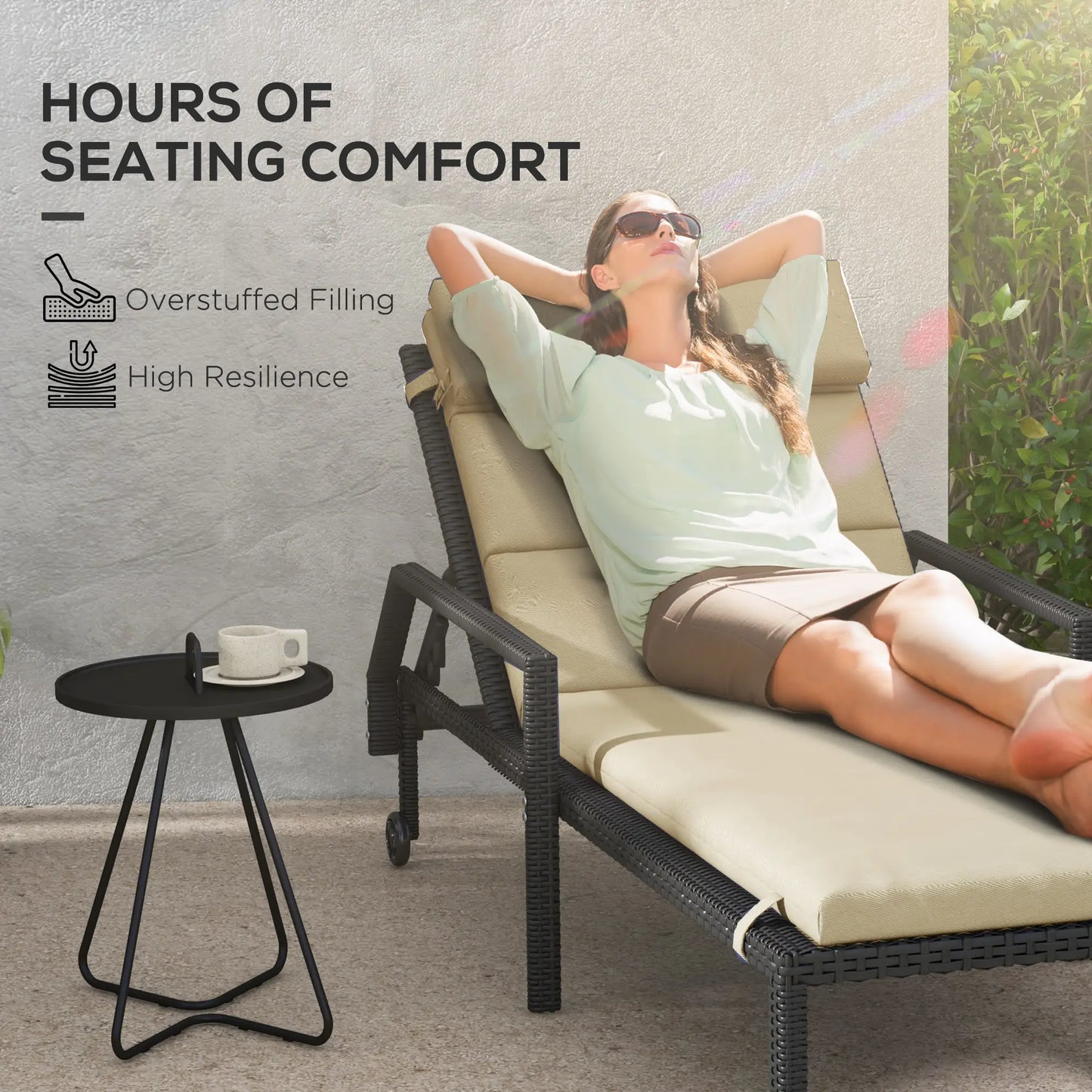 Patio Chaise Lounge Chair Cushions, Set of 2, Beige Patio Chair Cushions at Gallery Canada