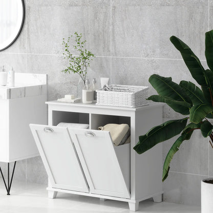 Tilt-Out Laundry Cabinet, Bathroom Organizer, 2-Compartment Hamper, White Bathroom Cabinets at Gallery Canada