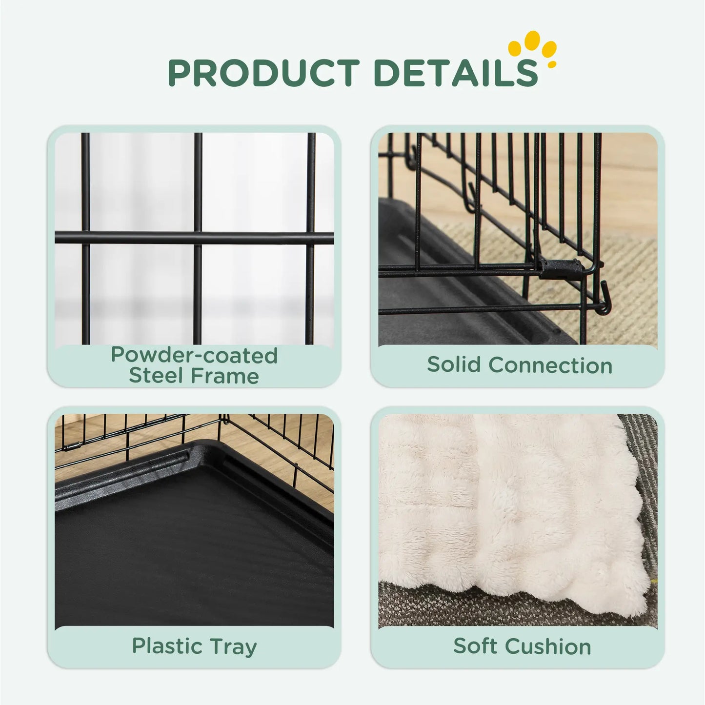 24" Dog Crate, 2 Doors, Folding Metal Cage, Removable Tray, Black Dog Cages & Crates at Gallery Canada