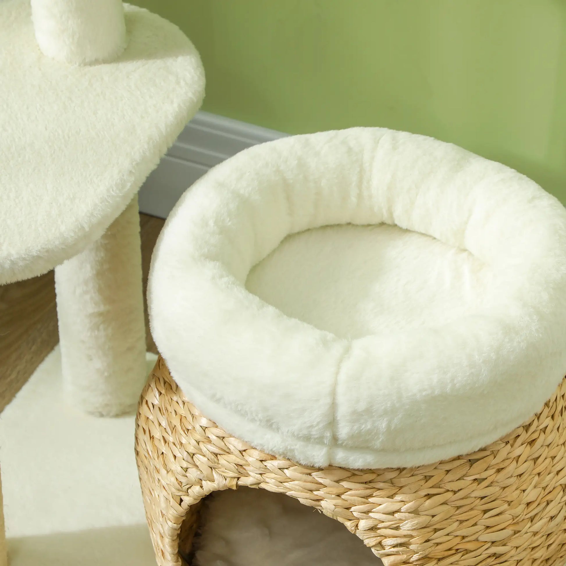 31" Cat Tree Tower, Scratching Posts, Condo, Beds, Platform, Toy Ball, Cream White Cat Towers at Gallery Canada