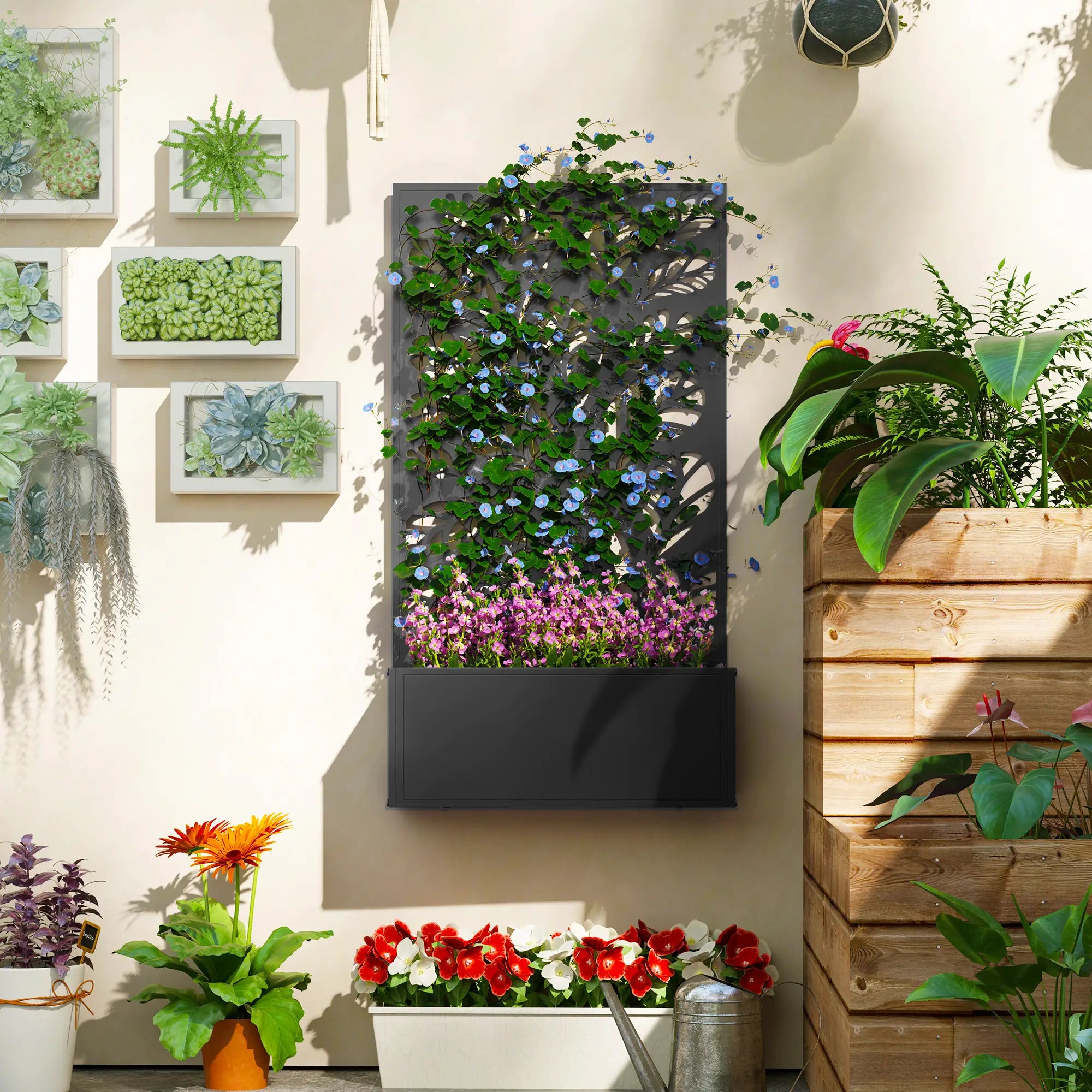 Metal Raised Garden Bed With Privacy Panel, Outdoor Planter Box Raised Garden Beds at Gallery Canada