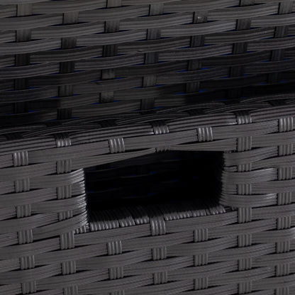 9-Piece Wicker Patio Dining Set, Glass Top Table, Ottomans, Blue Outdoor Dining Sets at Gallery Canada