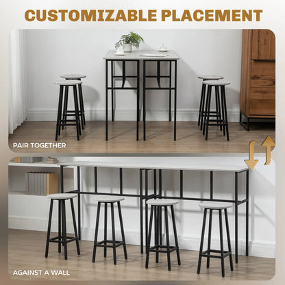 Bar Table Set, 6 Piece, 2 Tables, 4 Stools, Grey Bar Sets at Gallery Canada
