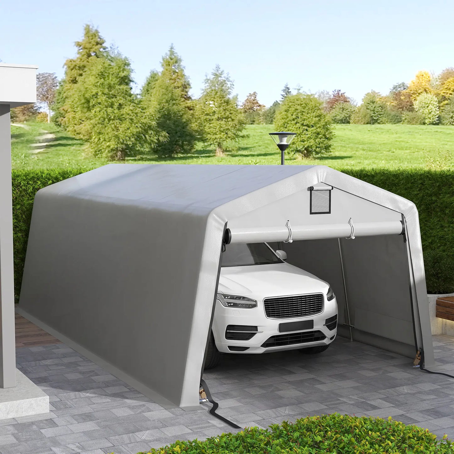 11' x 20' Portable Garage, Heavy Duty Carport, Grey Car Shelters at Gallery Canada