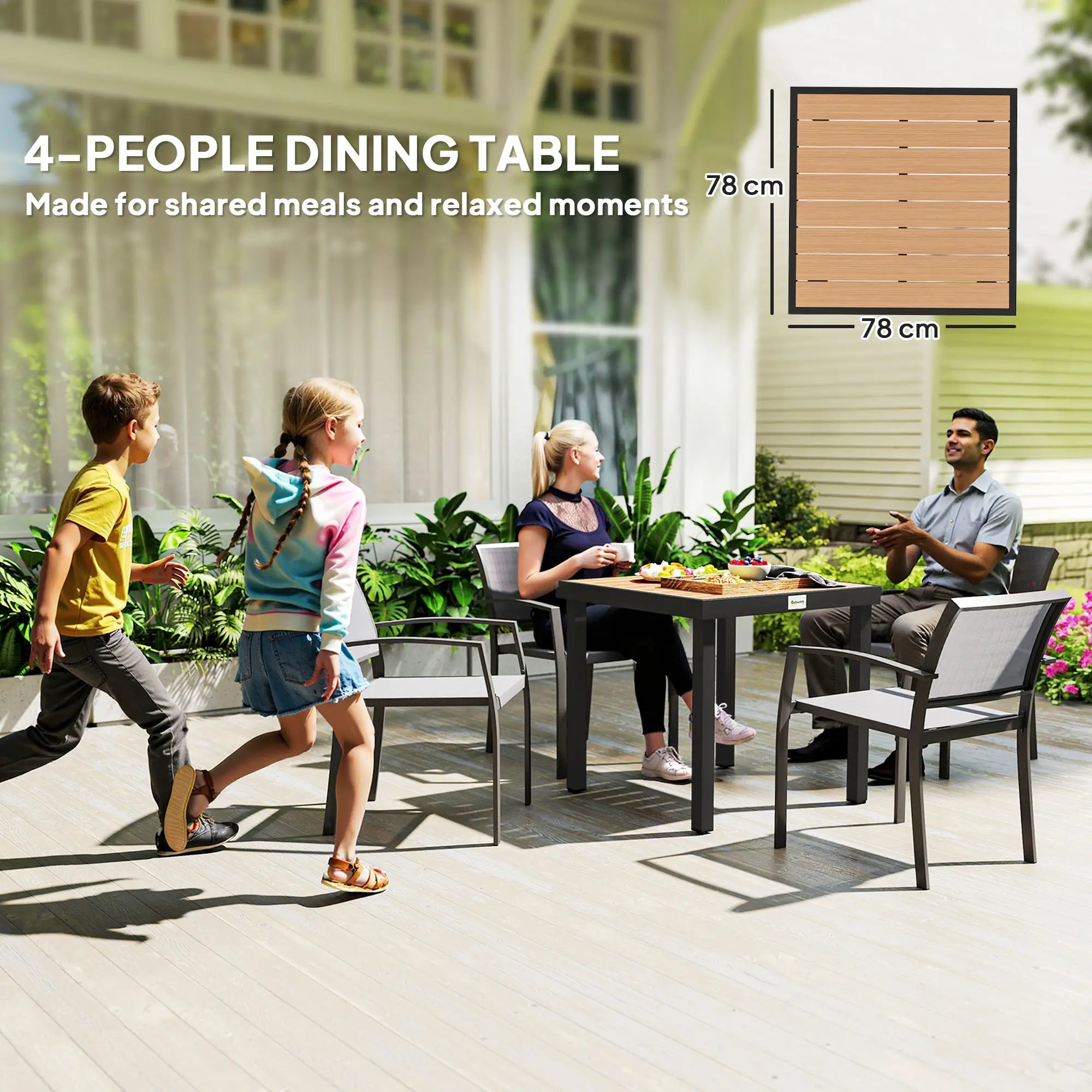 Square Aluminum Patio Dining Table for 4, Outdoor Garden Lawn, Natural Patio Dinning Tables at Gallery Canada