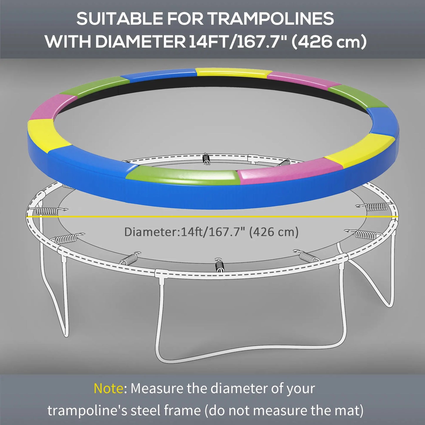 14FT Trampoline Spring Cover, Waterproof, Tear-Resistant, Multi-Colored Trampolines at Gallery Canada