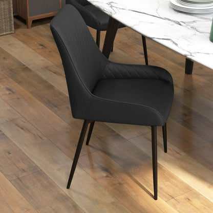 Modern Dining Chairs Set of 4, PU Leather, Metal Legs, Black Bar Stools at Gallery Canada