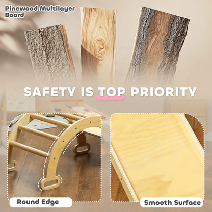 5 in 1 Pikler Triangle Set, Ladder, Ramp, Arch, 18-48 Months, Nature Wood Baby Gym & Playmats at Gallery Canada