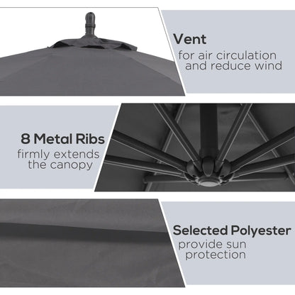 Deluxe Patio Umbrella, Φ10', Offset Sunshade, Crank, Grey Cantilever Umbrellas at Gallery Canada