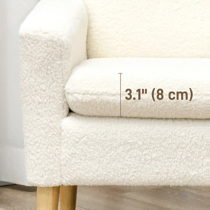 Modern Fabric Accent Chair, Upholstered Armchair with Wood Legs, Cream White Accent Chairs at Gallery Canada