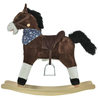 Kids Plush Ride-On Rocking Horse, Realistic Sounds, 3-6 Years, Brown Rocking Horses at Gallery Canada