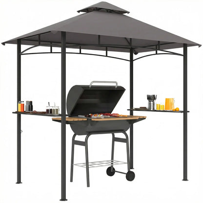 8' x 5' BBQ Grill Gazebo Tent, Double Tiered Canopy, Dark Grey BBQ Grill Gazebos at Gallery Canada