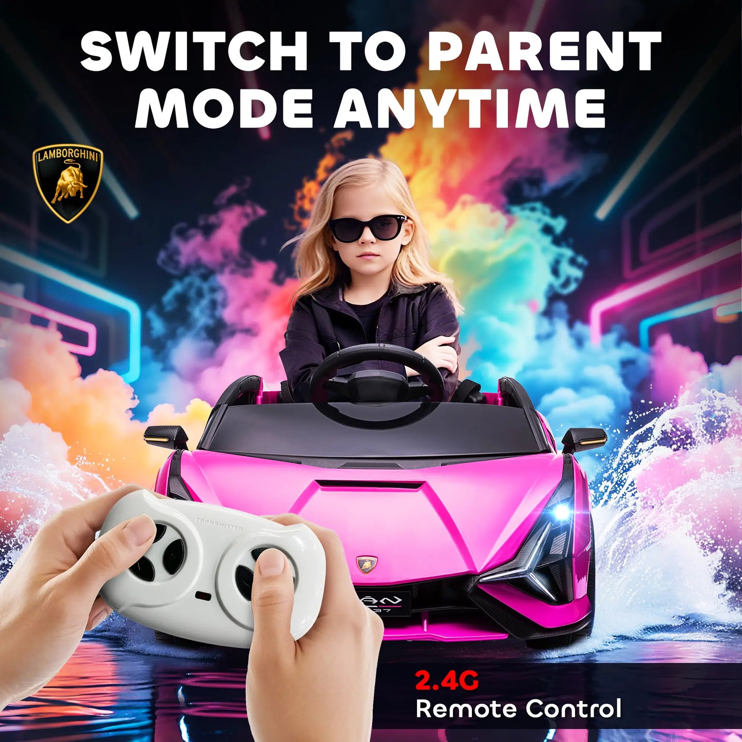 12V Kids Electric Ride On Car, Remote Control, Music Lights, For 3-5 Years, Pink Electric Toy Cars at Gallery Canada