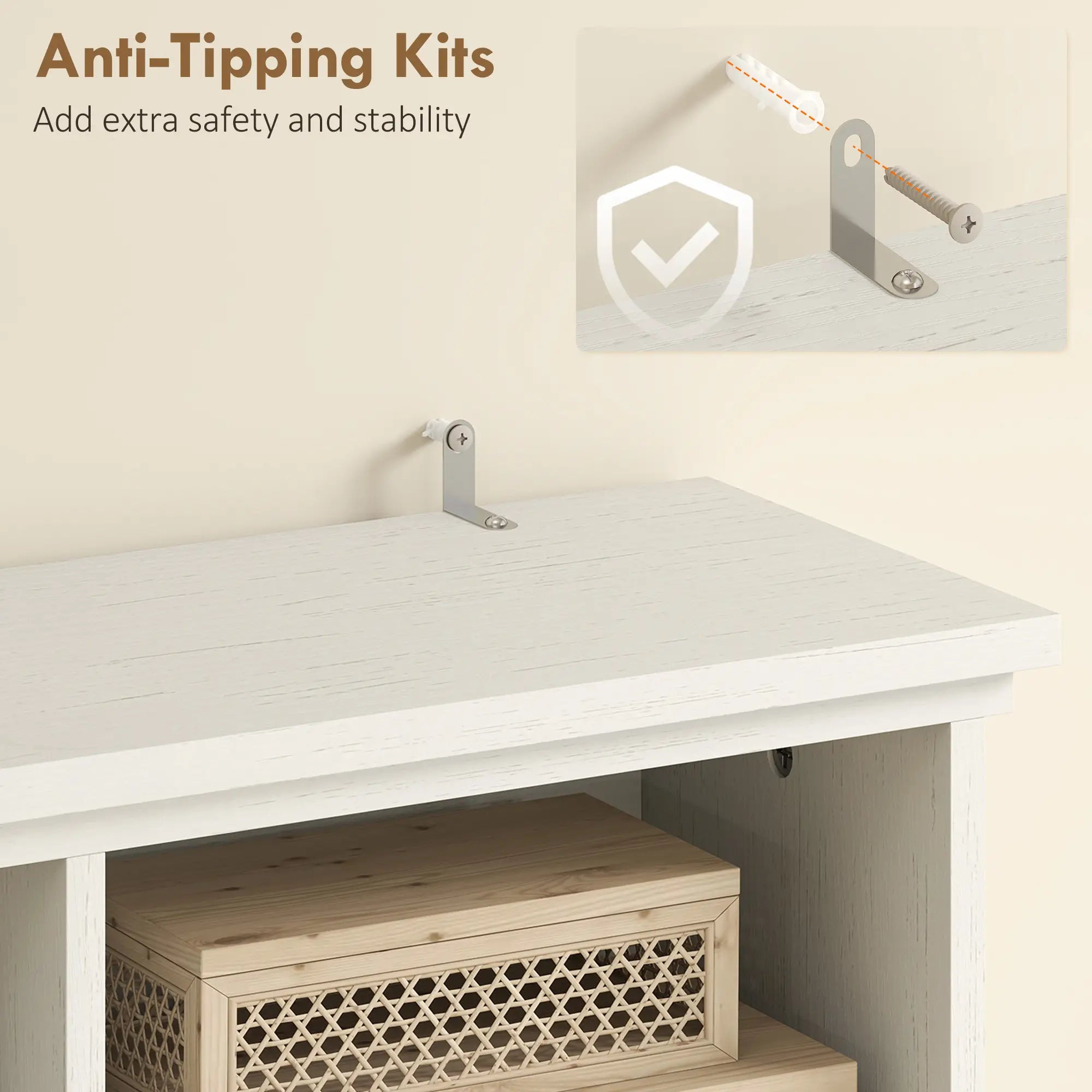 Hall Tree Bench With Shoe Storage, 12 Shelves, 2 Cabinets, 5 Hooks, White Clothing Storage at Gallery Canada