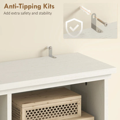 Hall Tree Bench With Shoe Storage, 12 Shelves, 2 Cabinets, 5 Hooks, White Clothing Storage at Gallery Canada