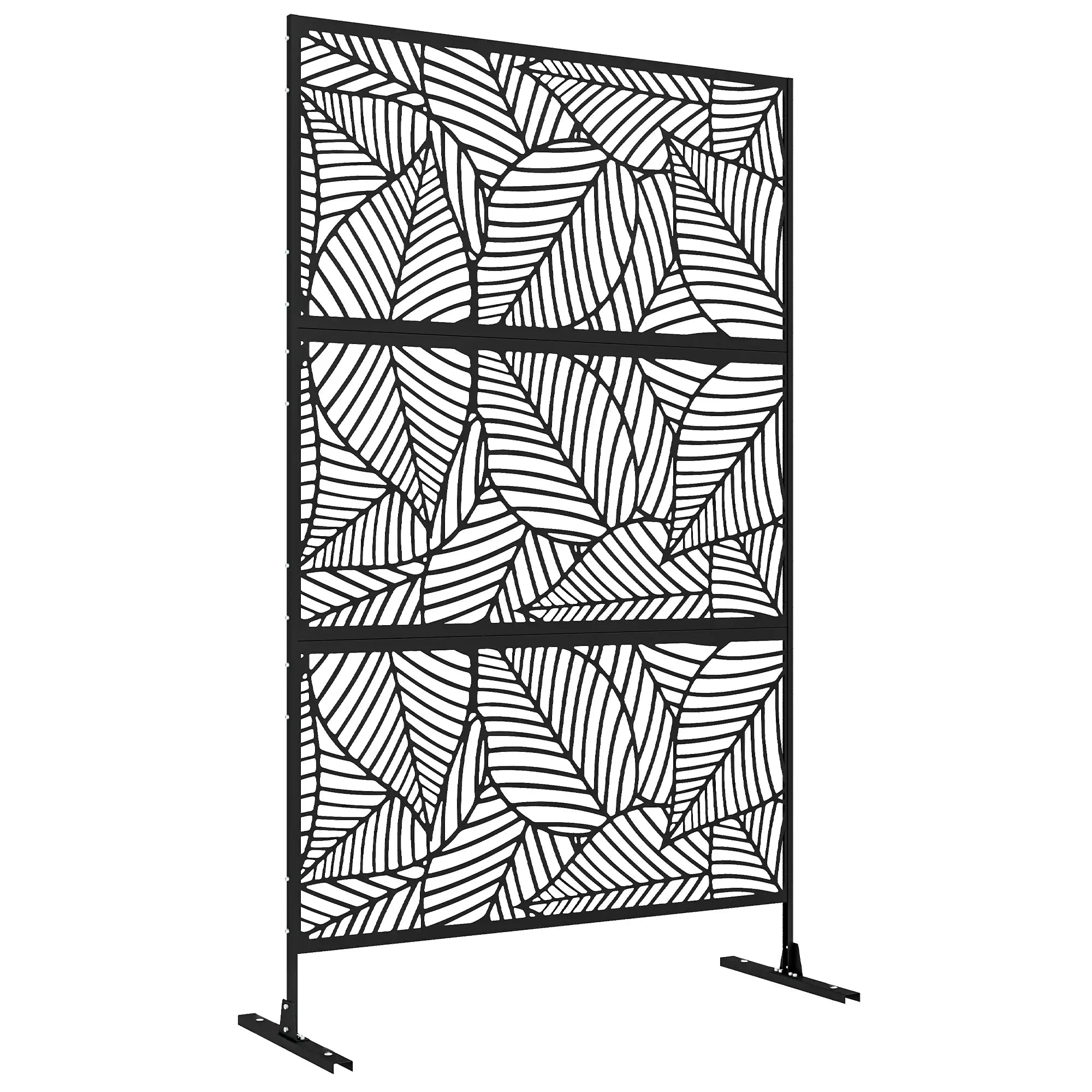 6.5FT Metal Privacy Screen, Large Leaf Style, Black Side Awnings at Gallery Canada