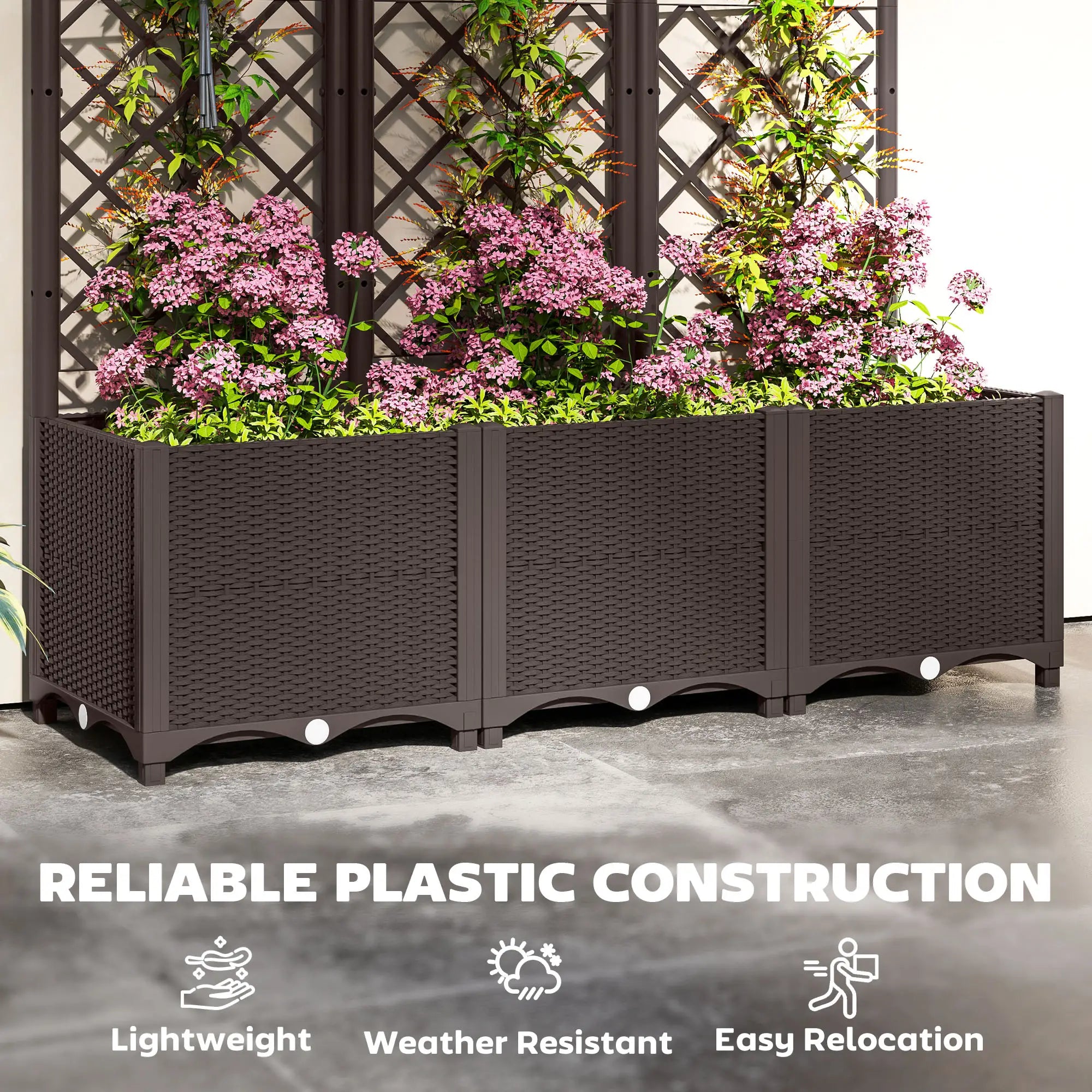 Raised Garden Bed With Trellis, Plastic With Drainage Holes And Plugs Raised Garden Beds at Gallery Canada