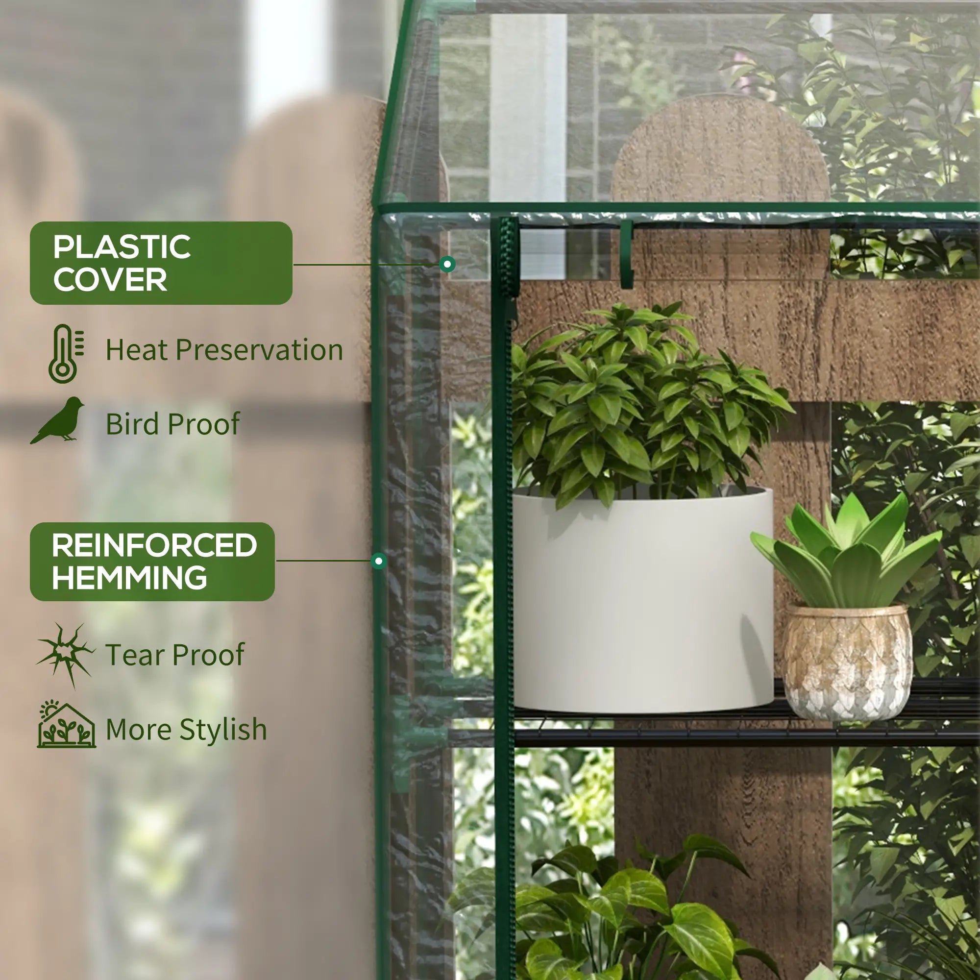 Portable Mini Greenhouse, 3 Tier Shelves, Reinforced Cover, 56.3