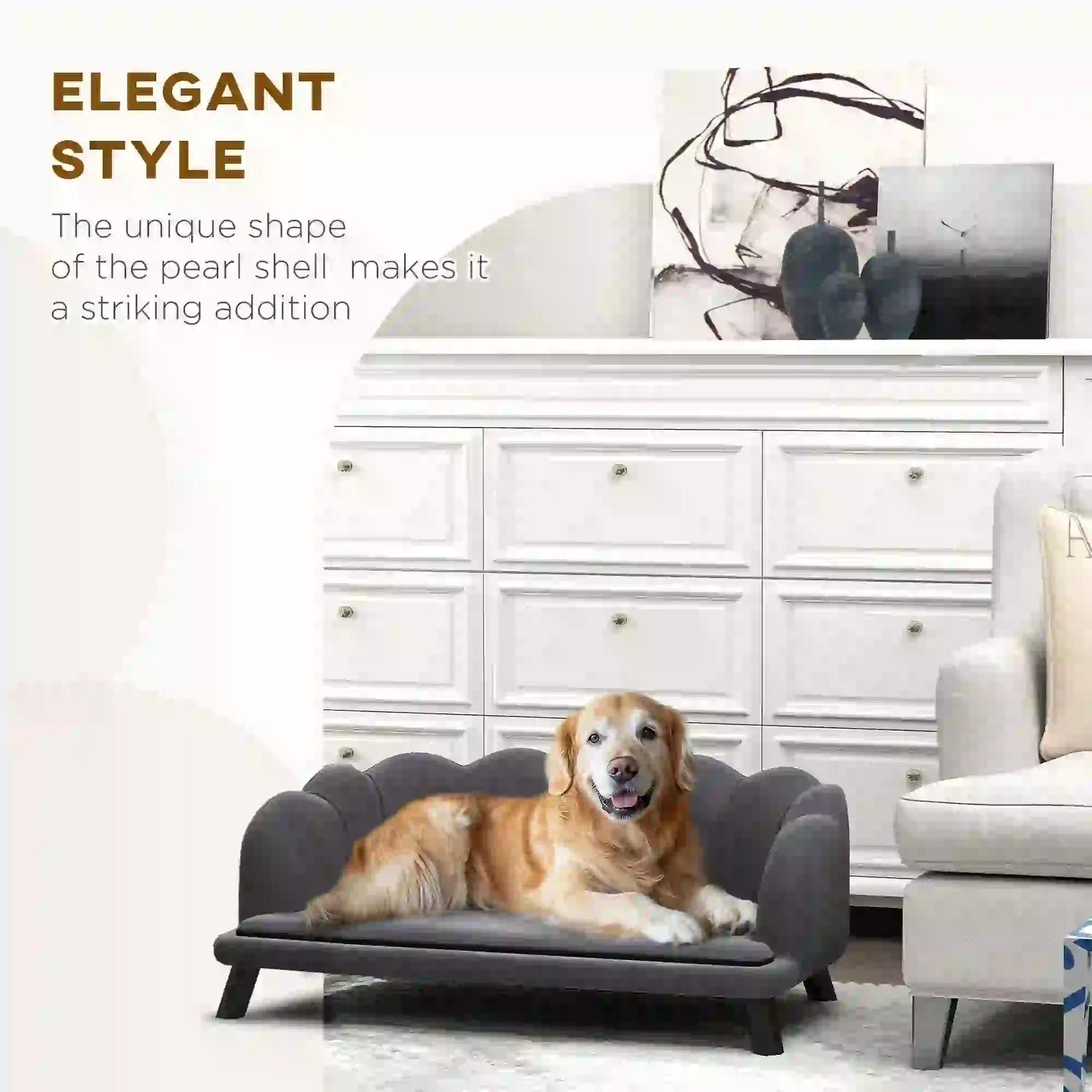 Dog Sofa, Removable Cushion, Wood Legs, Medium Large, Dark Grey Dog Sofas at Gallery Canada