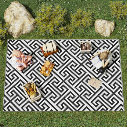 Reversible Outdoor RV Rug, Patio Floor Mat, 6' x 9', Black & White Outdoor Reversible Rugs at Gallery Canada