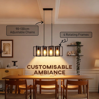 Farmhouse Kitchen Island Linear Pendant Light, 4 Rotatable Frames, Black Floor Lamps & Ceiling Fan Lights at Gallery Canada