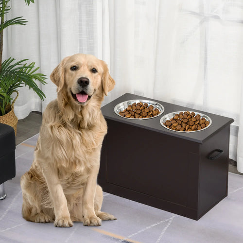 Elevated Dog Bowls, 2 Stainless Steel, Large Size, Coffee