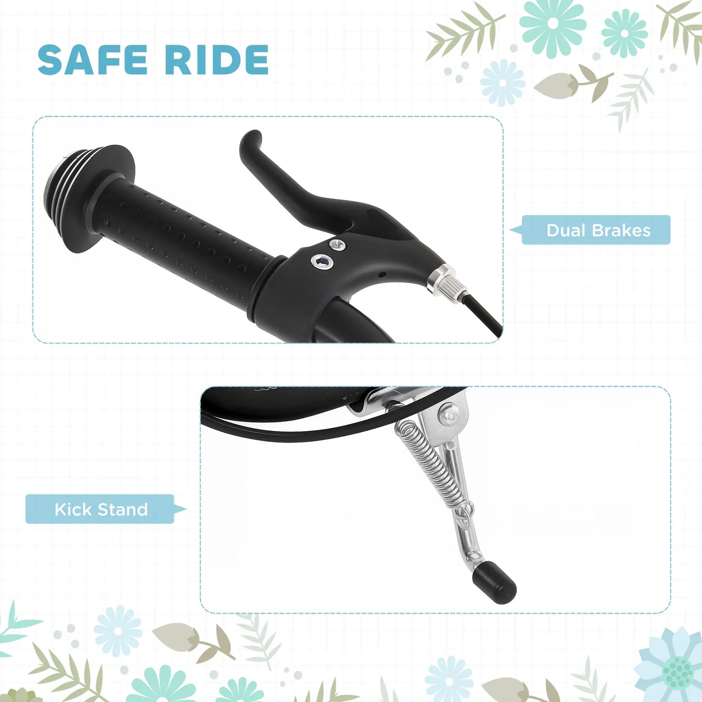 Dual Brakes Kick Scooter, 12-Inch Inflatable Wheel, Age 5+, Black Scooters at Gallery Canada