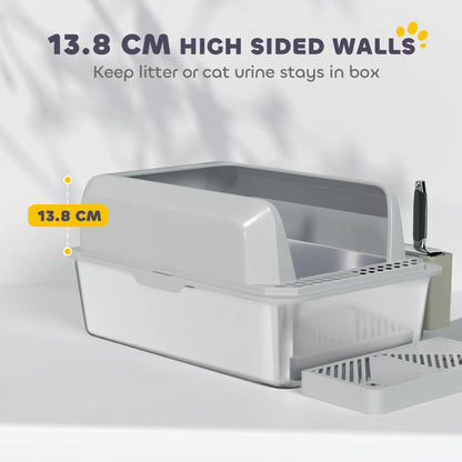 Stainless Steel Cat Litter Box, High Sided, Metal Scoop Holder, Easy Clean Cat Litter Box Enclosures at Gallery Canada