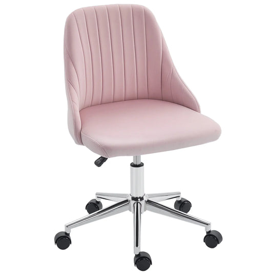 Velvet Makeup Chair, Adjustable Height, Swivel Wheels, Pink Task Chairs Pink at Gallery Canada