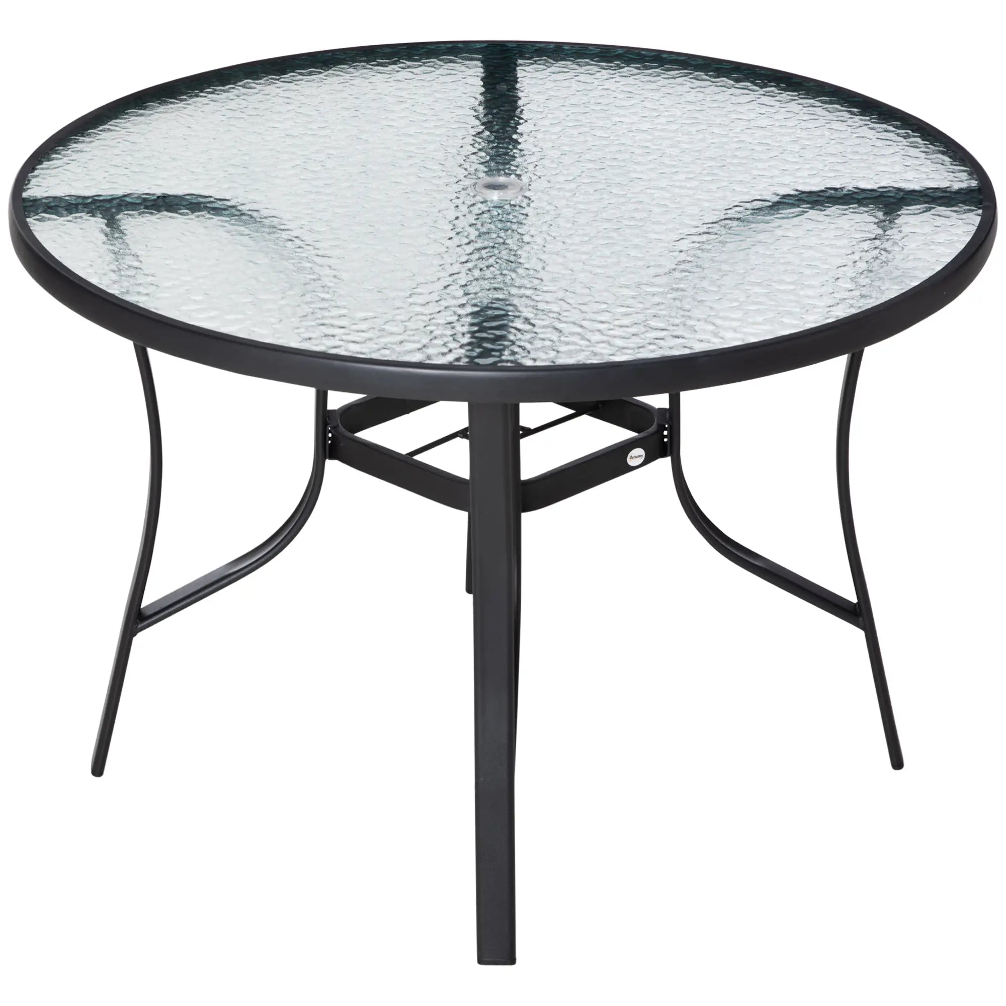 42 Inch Round Outdoor Dining Table with Umbrella Hole, Steel Patio Side Tables at Gallery Canada